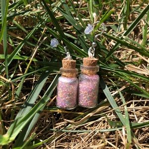 HANDMADE PASTEL MULTICOLOUR GLASS BOTTLE EARRINGS